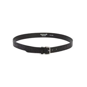 BERGE Black Made In Italy Leather Printed Croc Embossed Belt